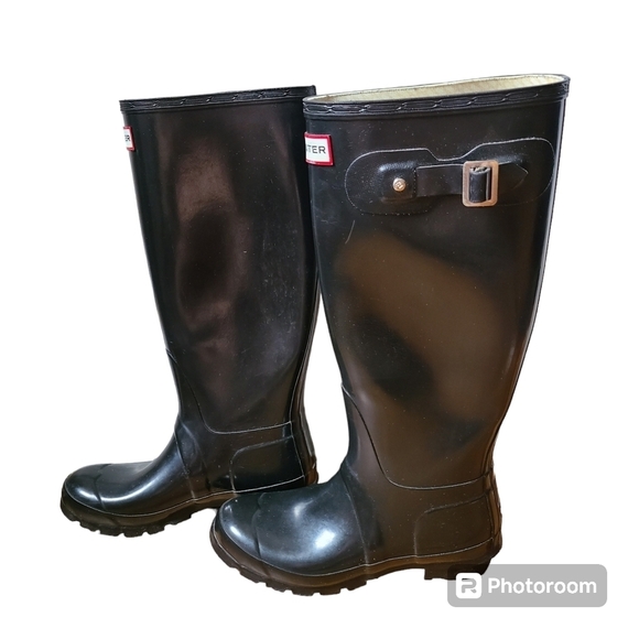 Hunter Original Tall Black Boots W23616 Size 5 Men/6 Women - Picture 3 of 11